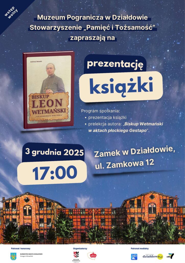 plakat informujący o prezentacji książki i spotkaniu z autorem
