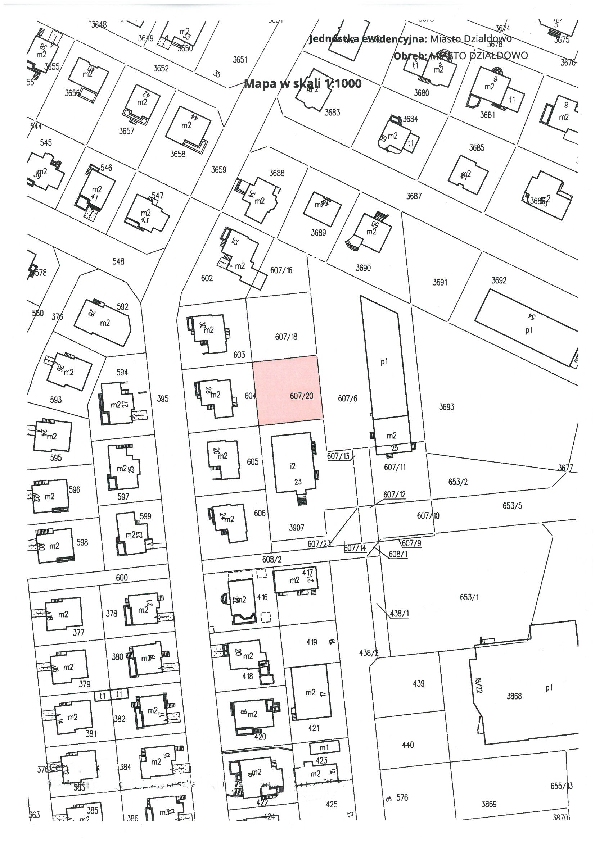 Ogłoszenie pierwszego ustnego przetargu ograniczonego dotyczącego sprzedaży nieruchomości położonej w Działdowie przy ul. Aleksandra Orłowskiego na zdjęciu, na mapie zaznaczona nieruchomość do sprzedaży