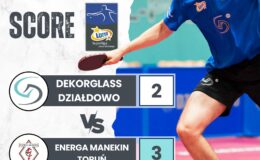 grafika informująca o wyniku meczu: Dekorglass Działdowo - Energa Manekin Toruń 2:3