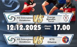 plakat zapraszający na mecz tenisa stołowego Dekorglass Działdowo