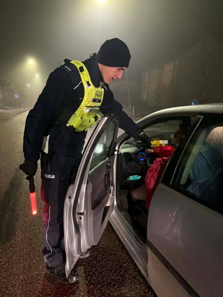 widać policjanta podczas działań trzeźwość w powiecie działdowskim / fot. Policja
