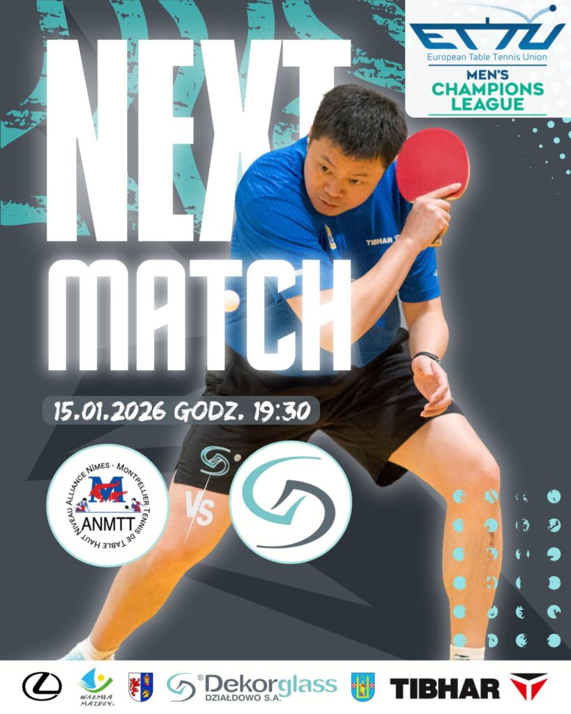 plakat informujący o meczu: Alliance Nimes/Montpellier - Dekorglass Działdowo