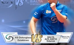 plakat zapraszający na mecz tenisa stołowego Dekorglass Działdowo – Balta AZS AWFiS