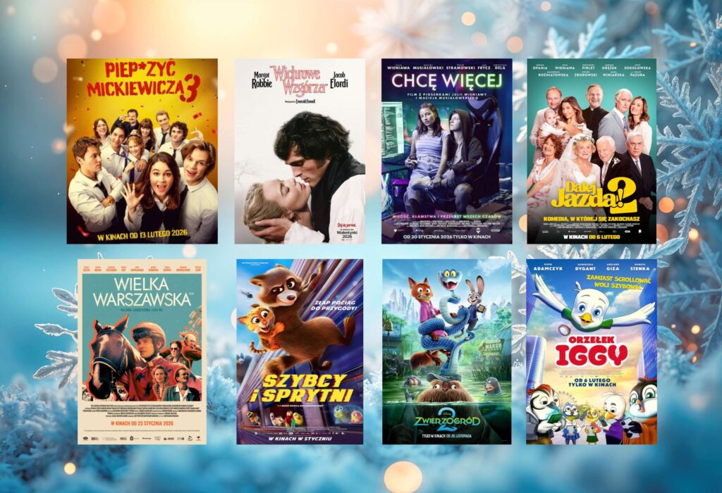 Na zdjęciu głównym plakaty filmów jak "Szybcy i sprytni", "Zwierzogród 2", "Chcę więcej", "Wielka Warszawska", "Orzełek Iggy", "Dalej jazda! 2", Piep*zyć Mickiewicza 3", "Wichrowe wzgórza"