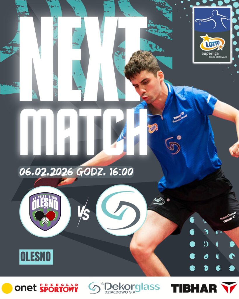 plakat informujący o meczu: Villa Verde - Dekorglass. Spotkanie odbędzie się 6 lutego o godz. 16.00