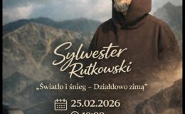 plakat informujący o wernisażu wystawy fotograficznej Sylwestra Rutkowskiego w Powiatowej Bibliotece Pedagogicznej w Działdowie