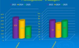 infografika dotycząca przestępczości, liczba przestępstw i ich wykrywalność w powiecie działdowskim