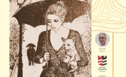plakat informujący o wernisażu wystawy pirograficznej Marka Lecha „Ballada o dziwnym malarzu” w "Galerii Akwarium" w Muzeum Pogranicza
