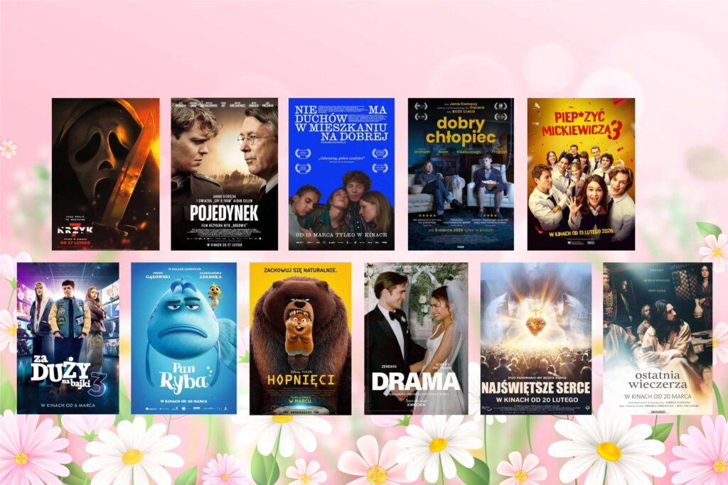 plakaty filmów jak: Pan Ryba, Za duży na bajki 3, Nie ma duchów w mieszkaniu na Dobrej, KRZYK 7, Dobry Chłopiec, Hopnięci, Ostatnia wieczerza, Pojedynek, Drama, Piep*zyć Mickiewicza 3
