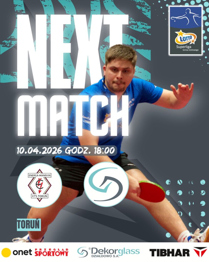 plakat informujący o meczu: Energą Manekin - Dekorglass Działdowo Spotkanie odbędzie się 10 kwietnia o godz. 18.00