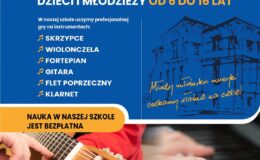 plakat informujący o rekrutacji do Państwowej Szkoły Muzycznej I stopnia im. Arno Kanta w Działdowie 2026/27