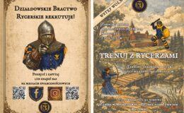 plakaty informujące o naborze do Działdowskiego Bractwa Rycerskiego