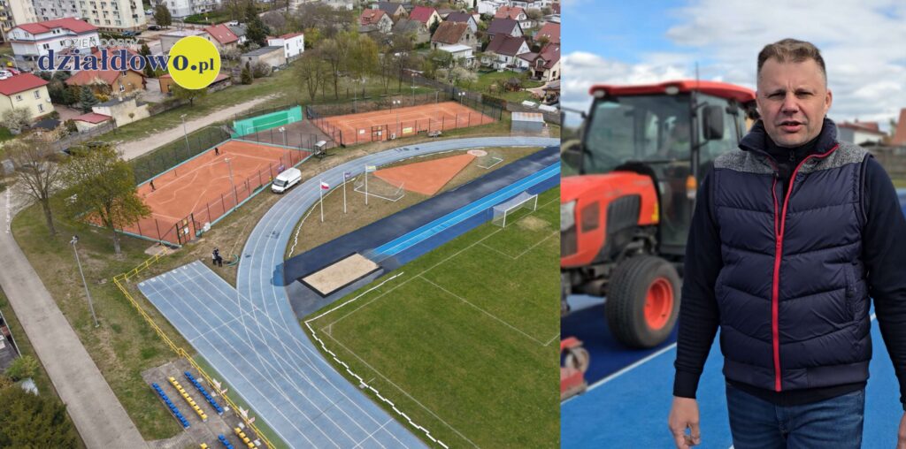 Kacper Leśny, dyrektor MOSiR i widok stadionu z lotu ptaka