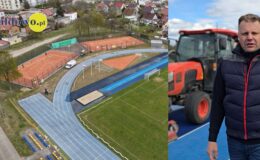 Kacper Leśny, dyrektor MOSiR i widok stadionu z lotu ptaka