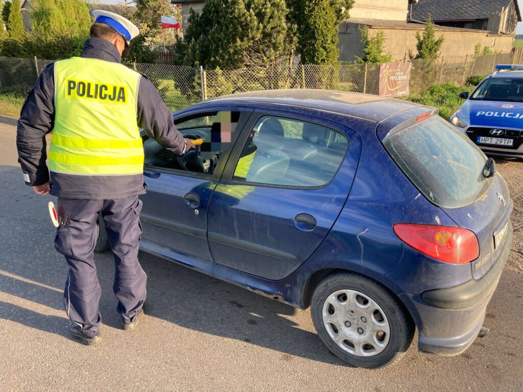 policjant kontrolujący jednego z kierowców / fot. policja