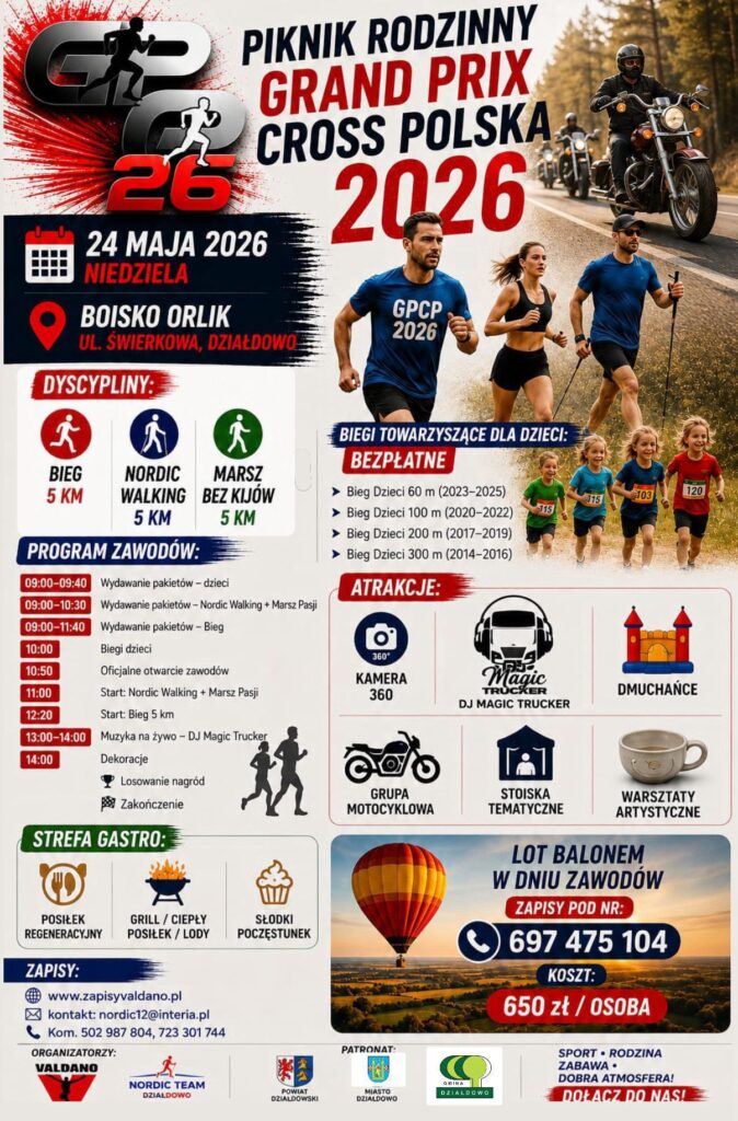 plakat informujący Grand Prix Cross Polski (GPCP2026) w Działdowie