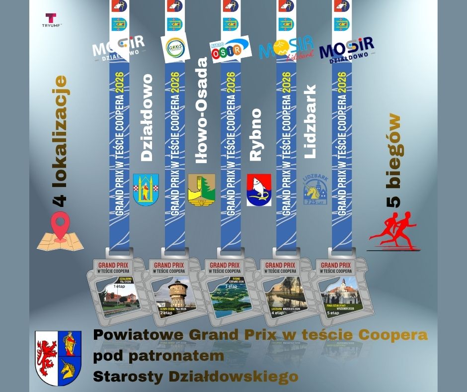plakat informujący o Powiatowym Grand Prix w Teście Coopera