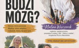 plakat informujący o spotkaniu pt. "Jak sztuka budzi mózg" w Centrum Kształcenia Ustawicznego w Działdowie