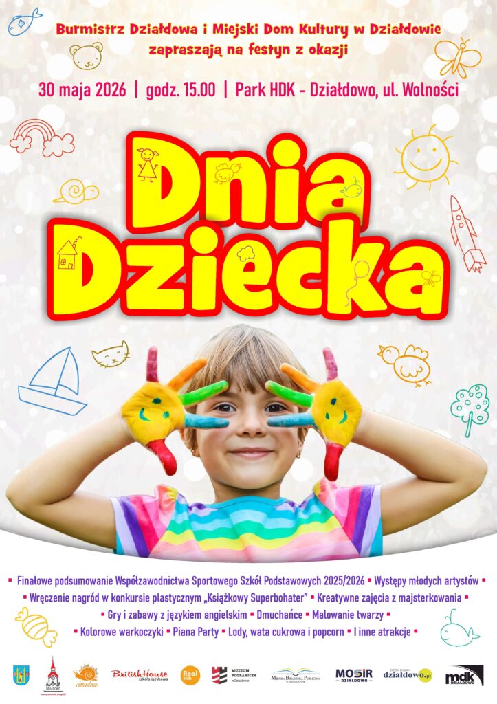 plakat informujący o Festynie z okazji Dnia Dziecka