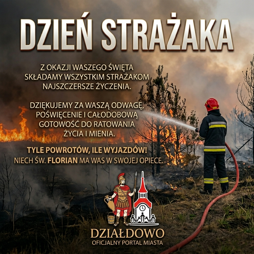 grafika z życzeniami z okazji Międzynarodowego Dnia Strażak