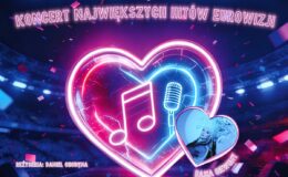 plakat informujący o koncercie THE BEST OF EUROVISION, który odbędzie się w MDK w Działdowie