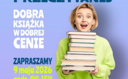 plakat informujący o Kiermaszu Książki Przeczytanej w Miejskiej Bibliotece Publicznej w Działdowie