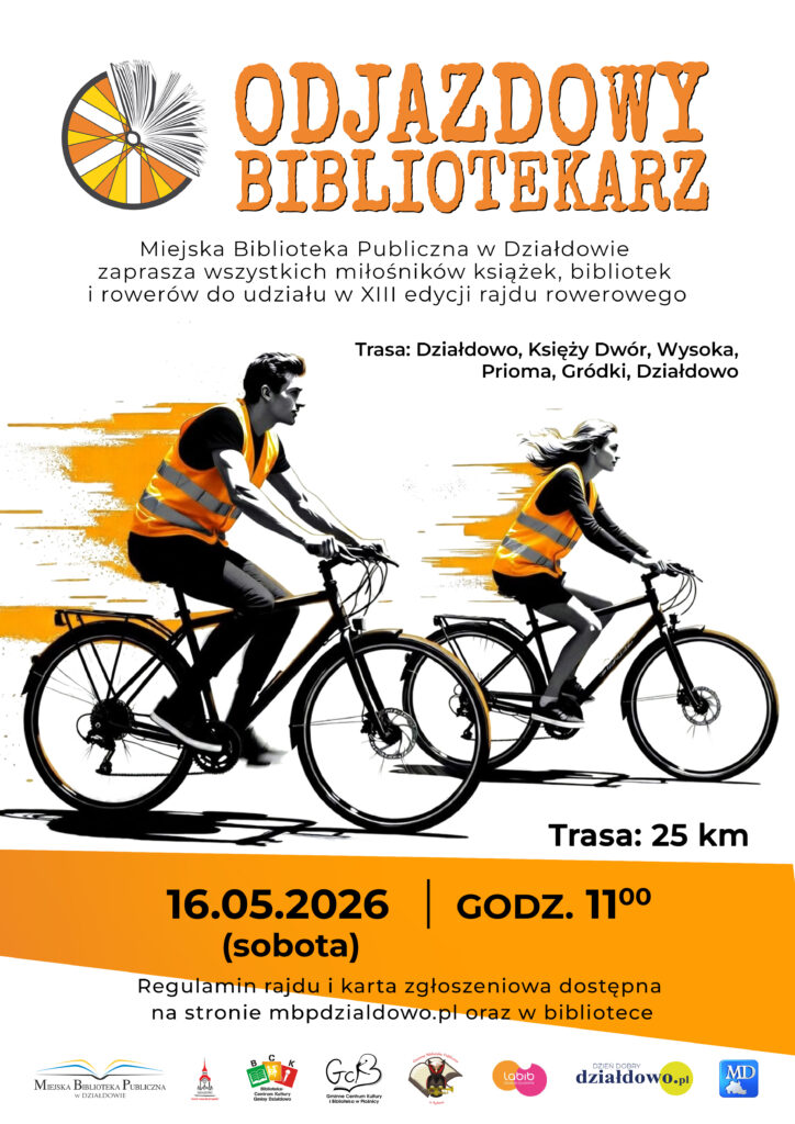 plakat informujący o XIII edycji rajdu rowerowego Odjazdowy Bibliotekarz