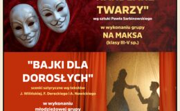 plakat informujący o dwóch przedstawieniach w Miejskim Domu Kultury w Działdowie
