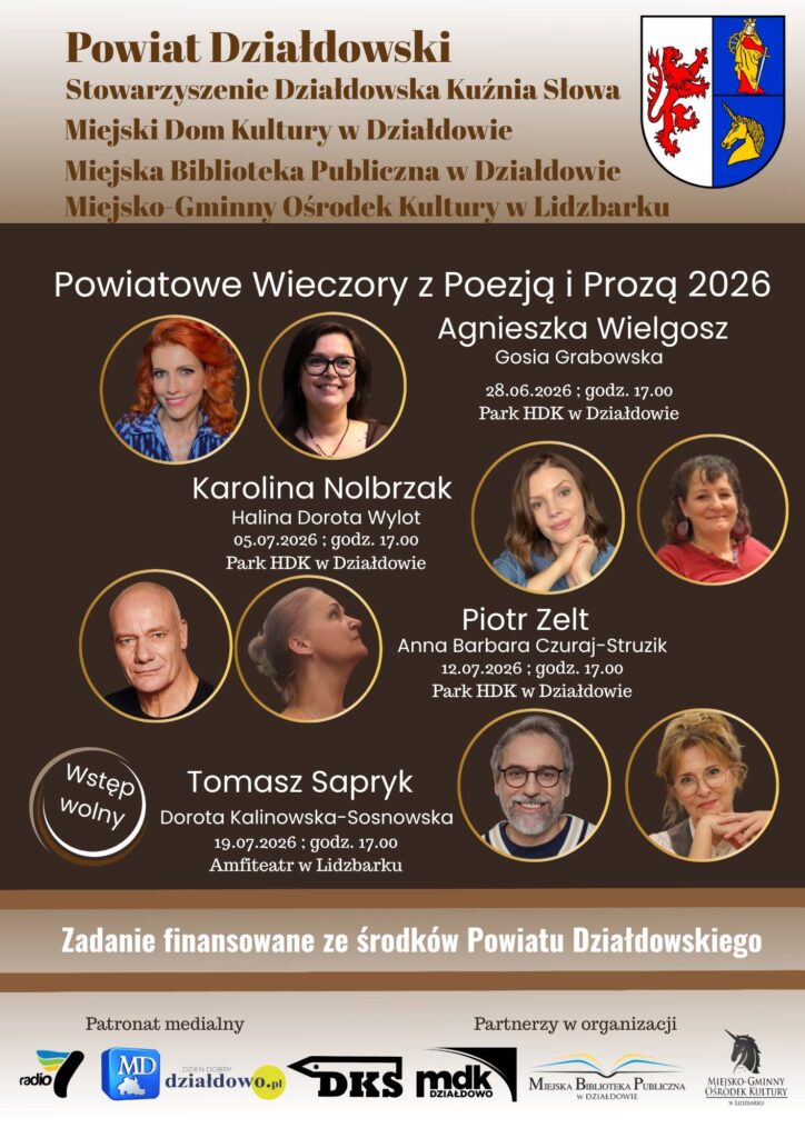 plakat informujący o Powiatowych Wieczorach z Poezją i Prozą 2026