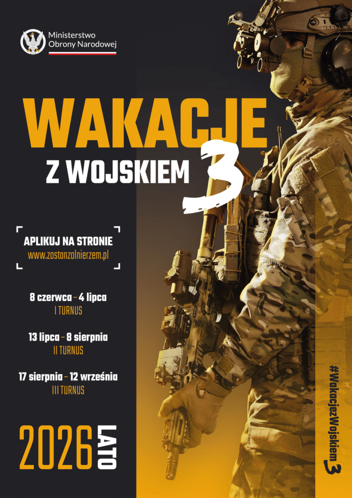 plakat informujący o 3. edycji Wakacji z Wojskiem