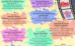 plakat informujący o atrakcjach przygotowanych przez MDK w Działdowie na wakacje 2026