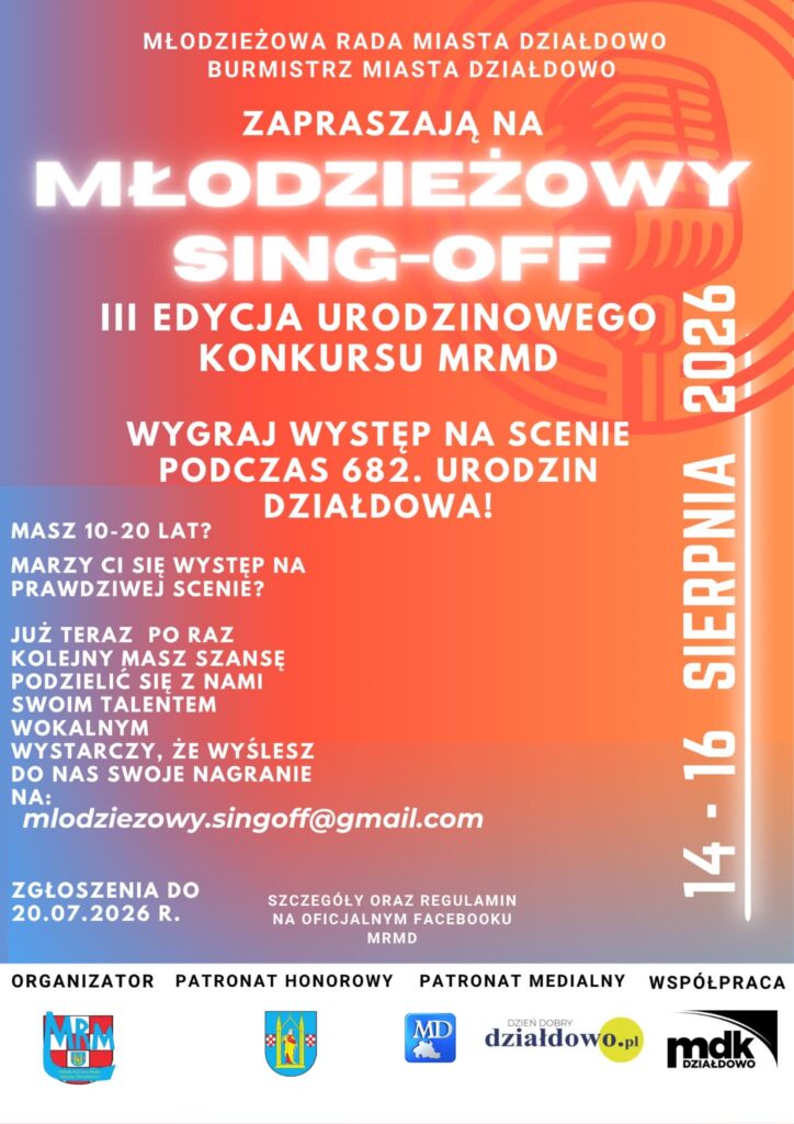 plakat informujący o III edycji Urodzinowego Konkursu "Sing Off"