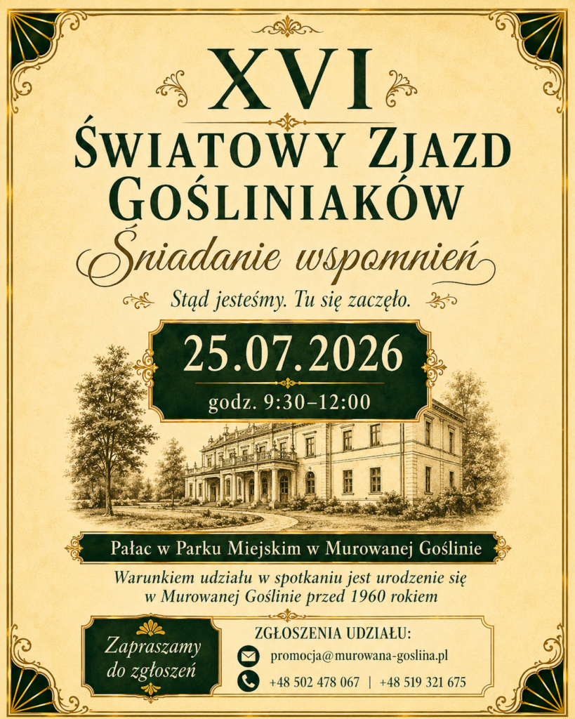 plakat informujący o XVI Światowym Zjeździe Gośliniaków