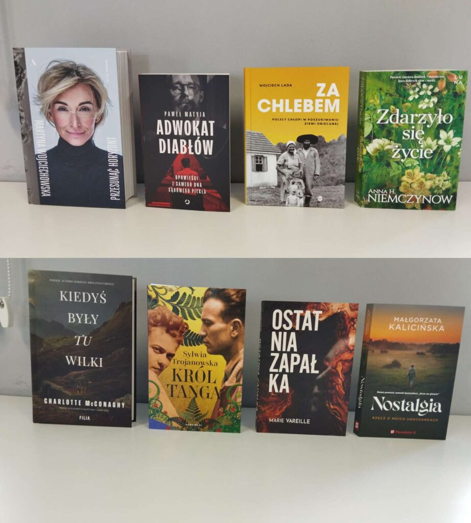 okładki książek dostępnych w Miejskiej Bibliotece Publicznej