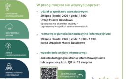 (Na zdjęciu głównym obwieszenie dotyczące konsultacji społecznych związanych z adaptacją do zmian klimatu dla Gminy-Miasto Działdowo
