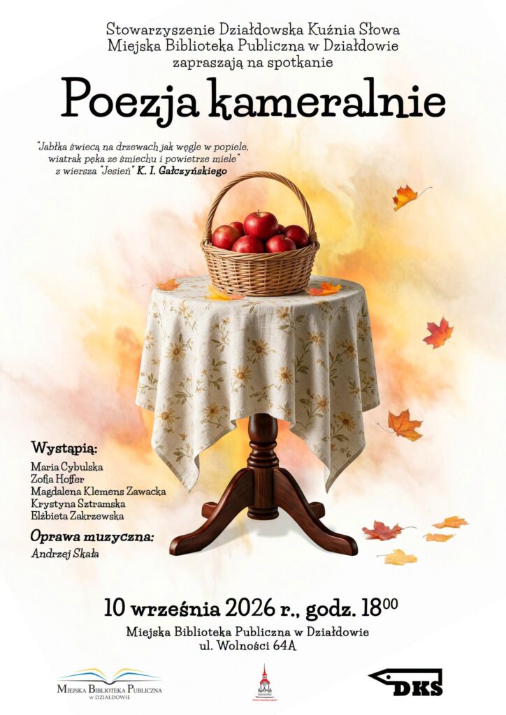 plakat informujący o kolejnej odsłonie cyklu "Poezja kameralnie"