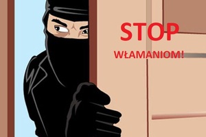 infografika przedstawiająca zamaskowane złodzieja włamujące się do domu