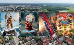plakaty filmów jak:"Psi Patrol i dinozaury", "Spider-Man: Całkiem nowy dzień", "Ice Cream Man", "Vaiana"