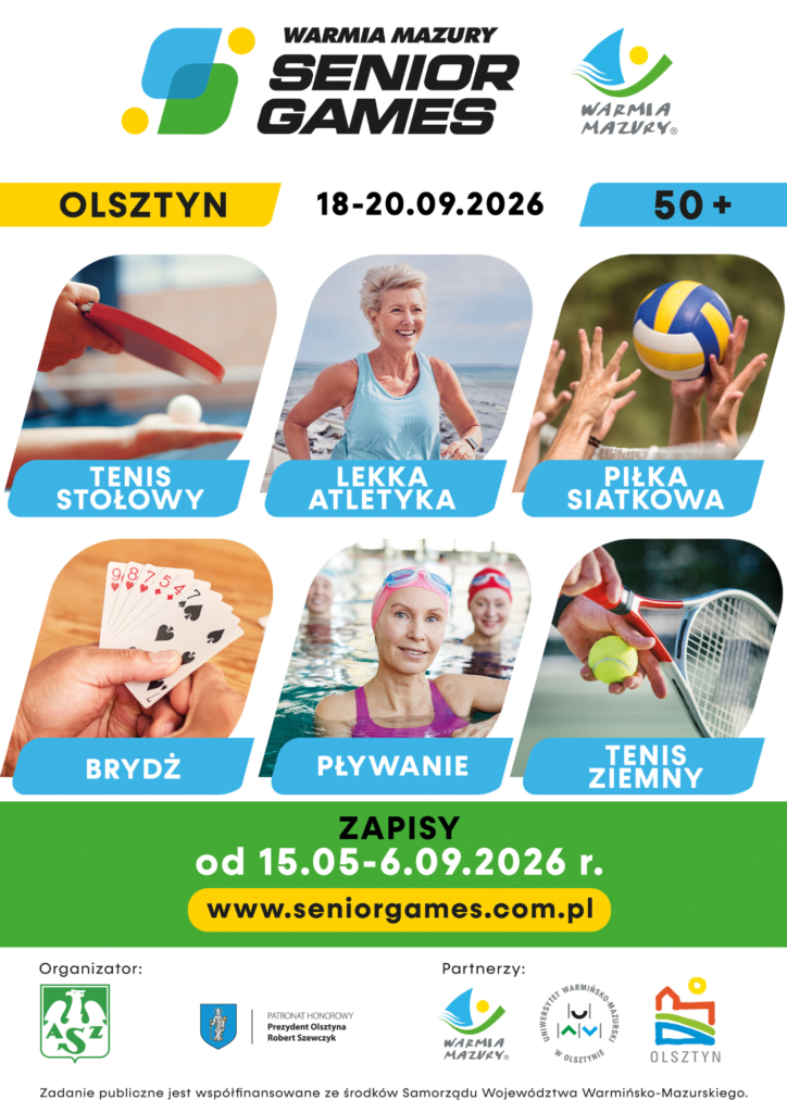 plakat informujący o Warmia Mazury Senior Games 2026 w Olsztynie