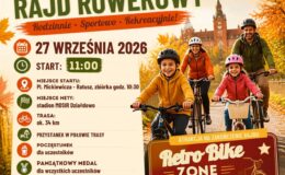 plakat zapraszający na Jesienny Rajd Rowerowy organizowany przez MOSiR Działdowo