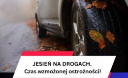 samochód na jezdni w jesiennej aurze / fot. policja