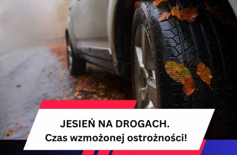 samochód na jezdni w jesiennej aurze / fot. policja