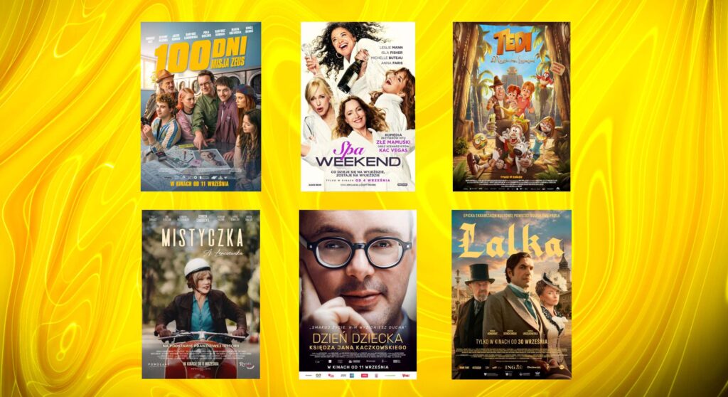 plakaty filmów jak: "100 dni: Misja Zeus", "Spa Weekend", "Tedi i magiczna lampa", "Mistyczka", "Dzień dziecka księdza Jana Kaczkowskiego", "Lalka"