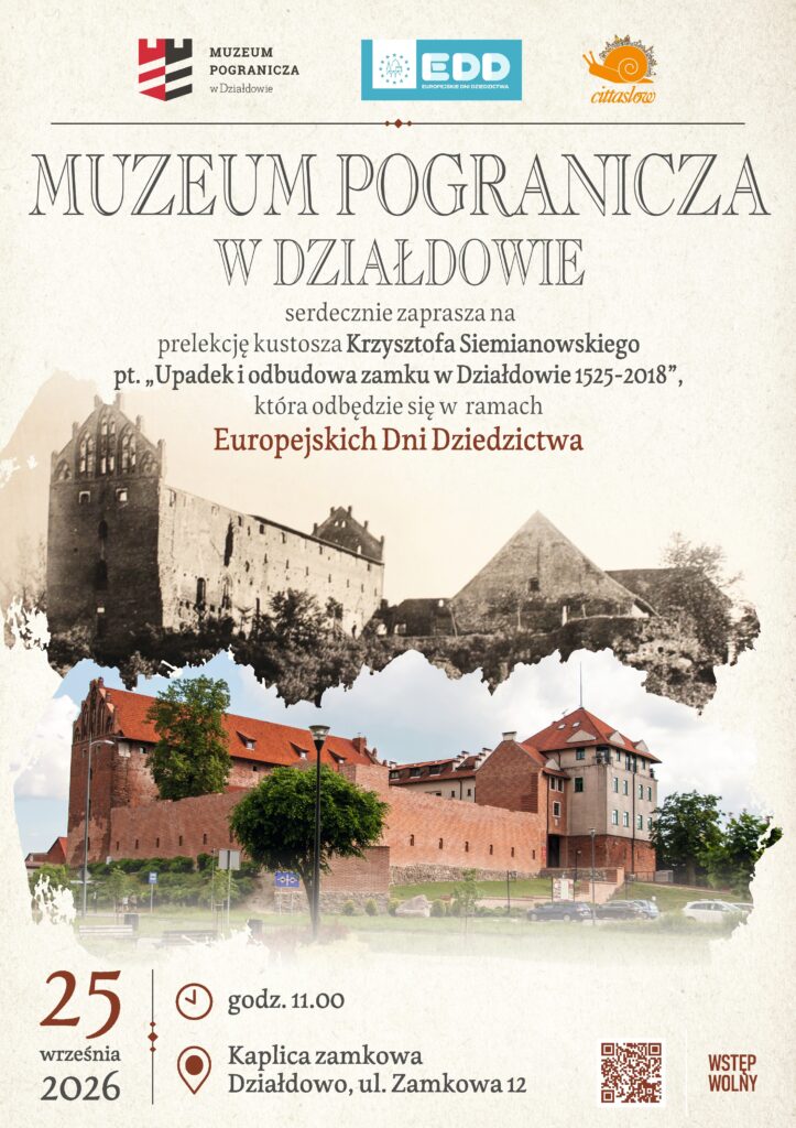 plakat zapraszający na prelekcję do Muzeum Pogranicza
