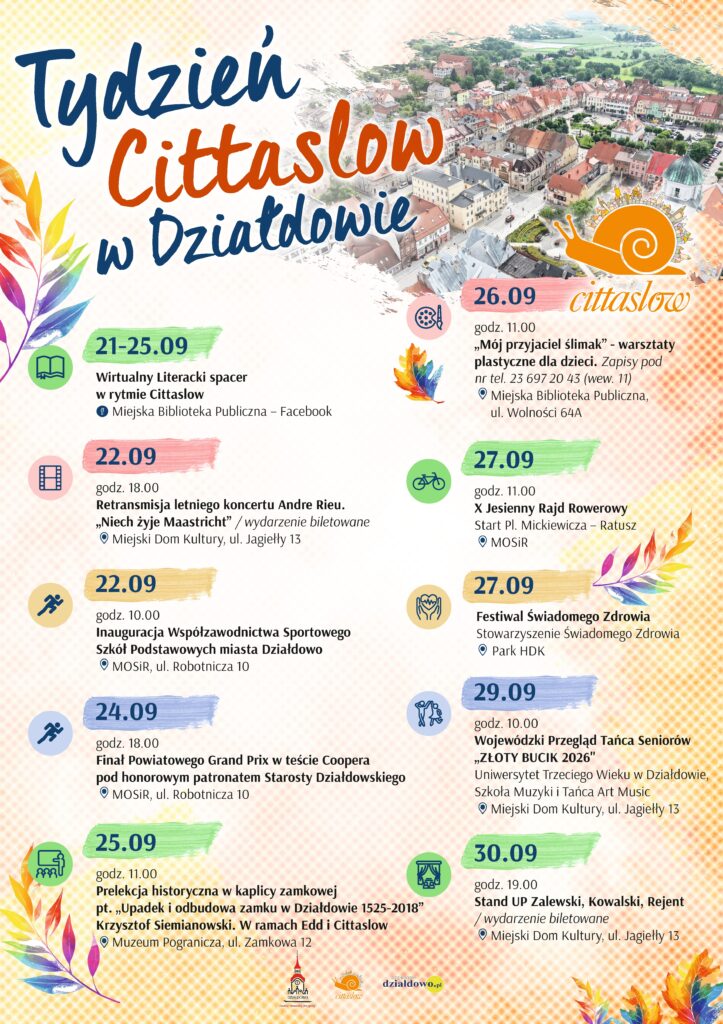 plakat informujący o Tygodniu Cittaslow w Działdowie