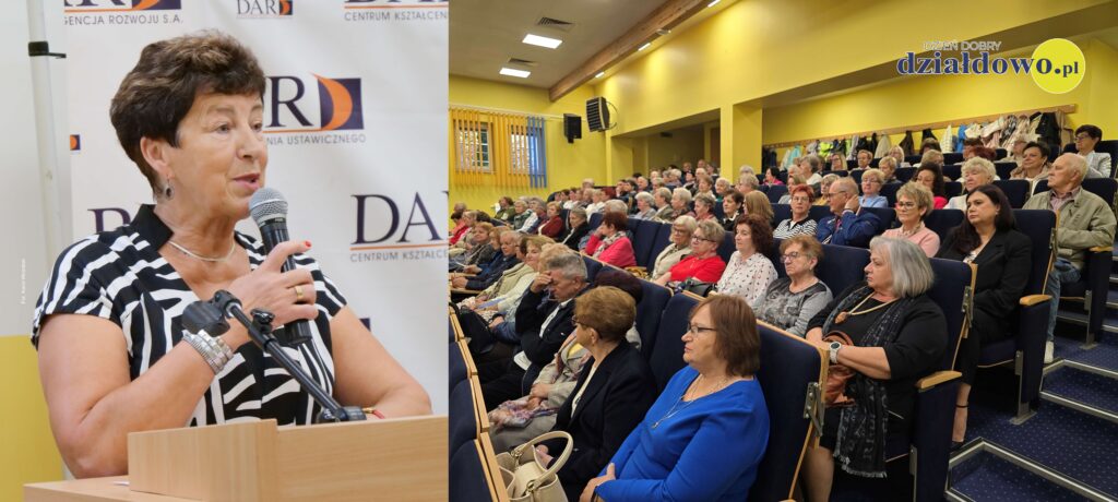 studenci UTW podczas inauguracji roku roku akademickiego 2026/27 i prezes Krystyna Wasiak