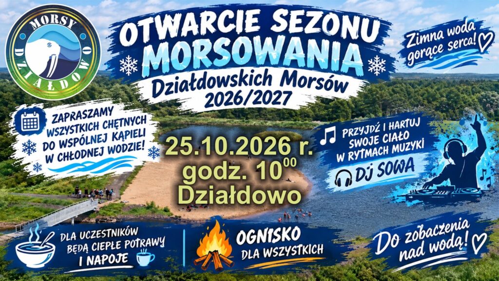 plakat z harmonogramem morsowania z Morsami Działdowo na sezon 2026/27