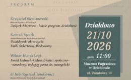 plakat zapraszający na konferencję zawiązaną z obchodami 130. lecia Gazety Ludowej i Mazurskiej Partii Ludowej, która odbędzie się w Muzeum Pogranicza w Działdowie