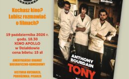 na zdjęciu plakat informujący o spotkaniu Dyskusyjnego Klubu Filmowego, podczas którego poprowadzona zostanie rozmowa o filmie „Tony”